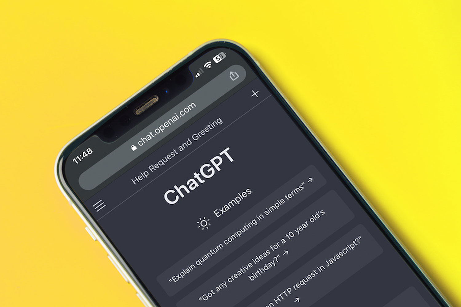 smartphone with ChatGPT app