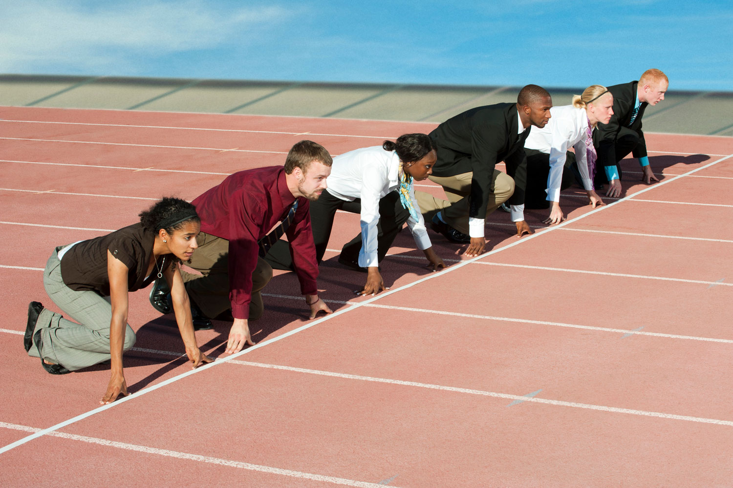 business people at starting line